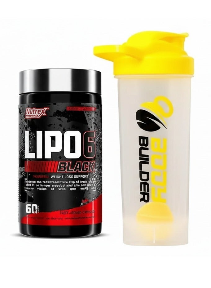 نورتكس ريسيرش مكمل ليبو-6 الأسود فائق التركيز - 60 كبسولة + كوب خلط مجاني - Image 1